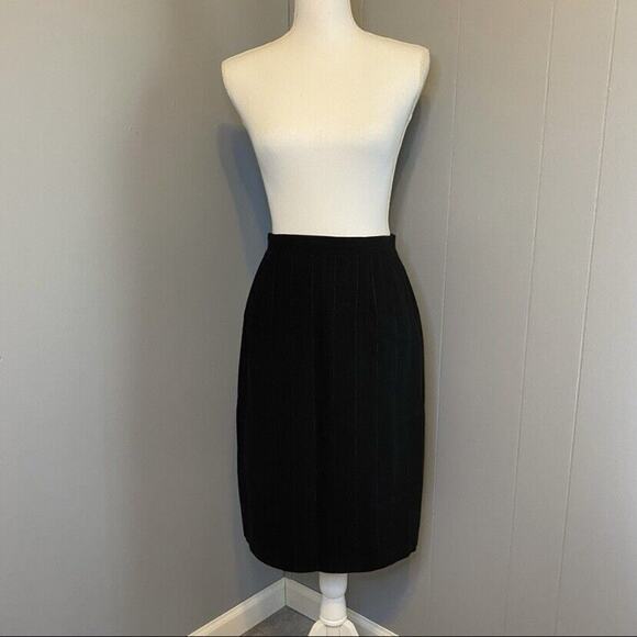 Giorgio Armani Le Collezioni Womens Black Pinstriped Pencil Skirt Sz 6 - Picture 4 of 12